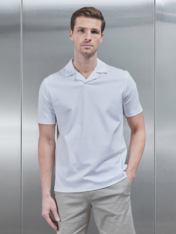 Mercerised Interlock Revere Collar Polo Shirt in White