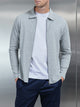 Mercerised Pique Zip Through Jacket in Marl Grey
