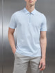 Mercerised Pique Zip Polo Shirt in Light Blue