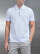 Mercerised Pique Zip Polo Shirt in White