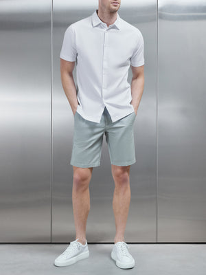 Mercerised Cotton Short Sleeve Shirt in White