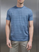 Mercerised Cotton Space Dye Striped T-Shirt in Navy