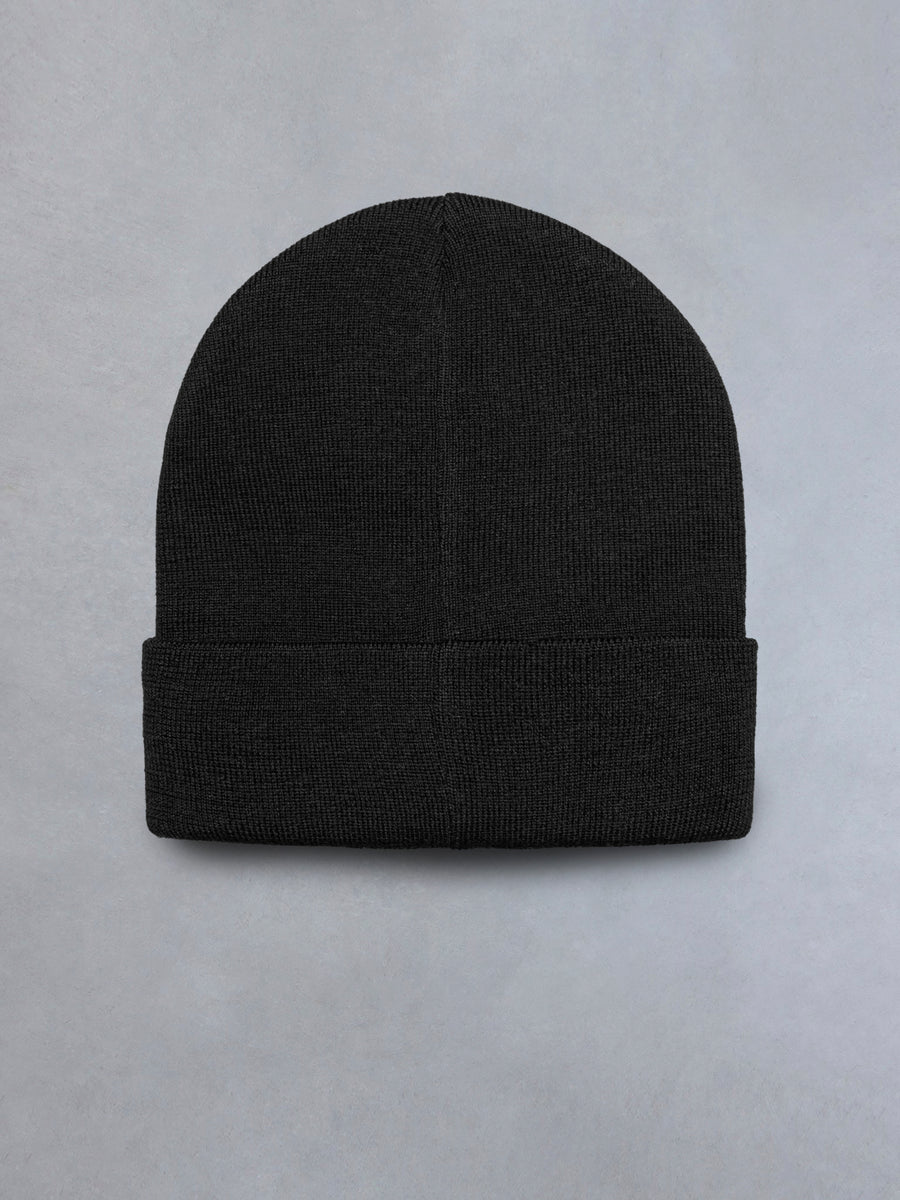 Merino Wool Beanie in Black