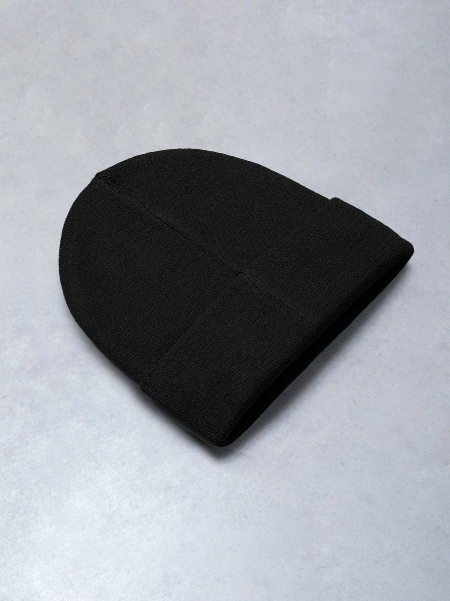 Merino Wool Beanie in Black