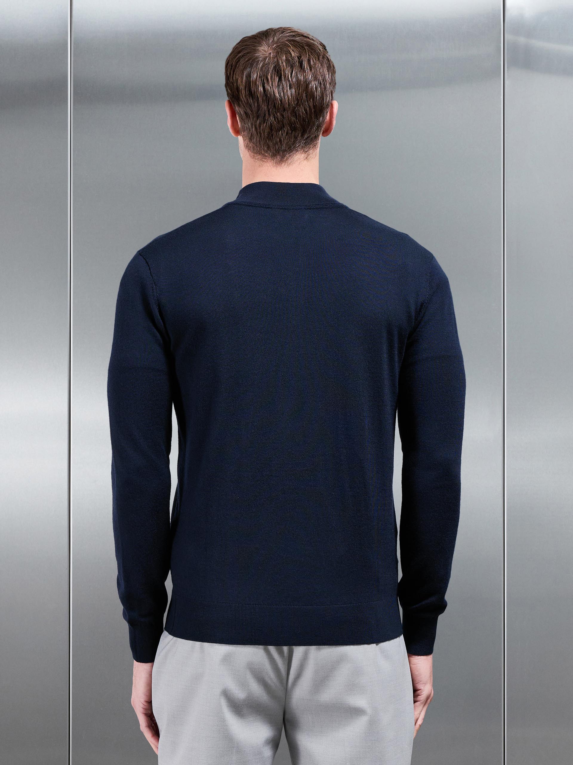 Merino Wool Funnel Neck In Navy