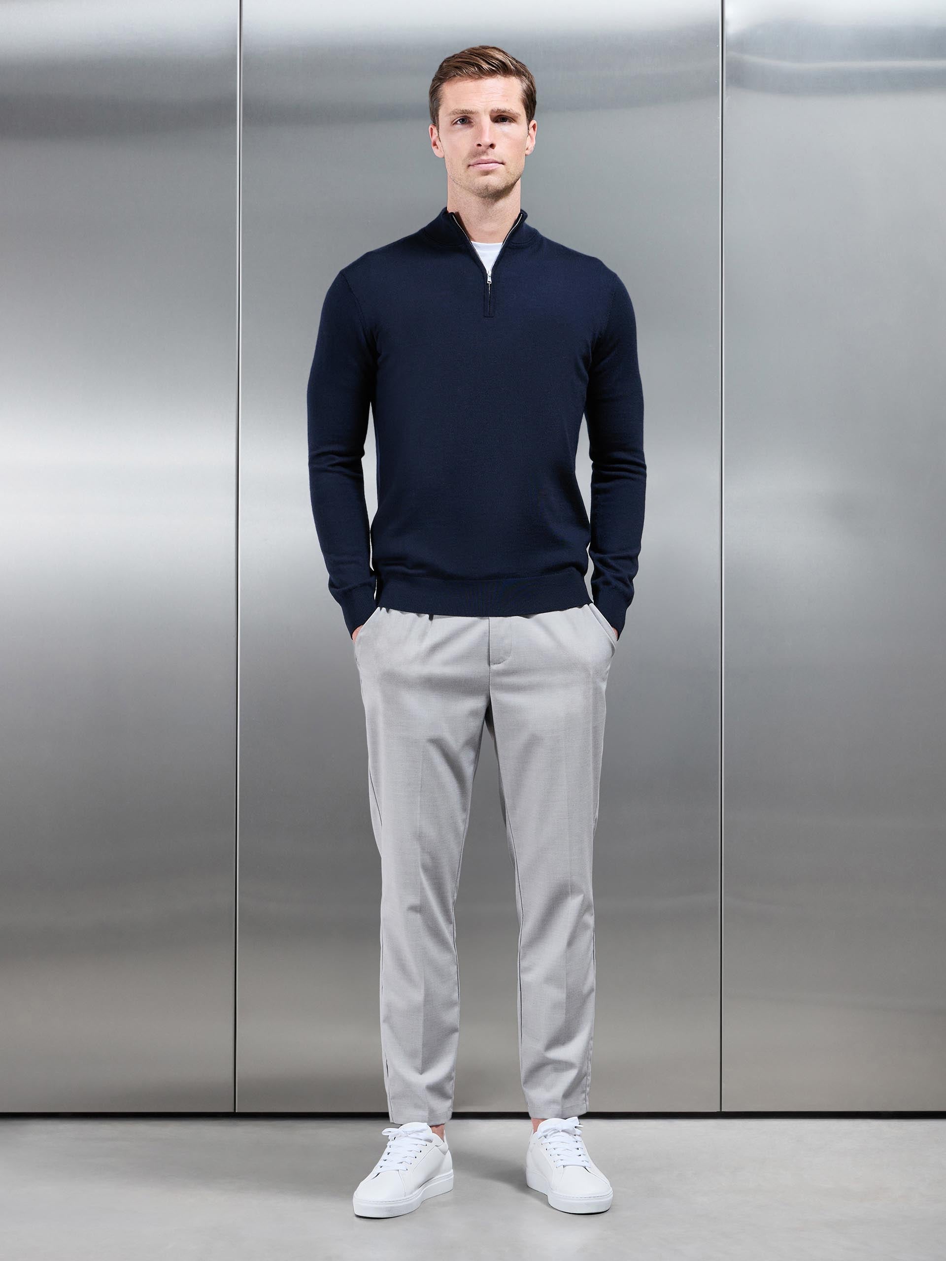 Merino Wool Funnel Neck In Navy