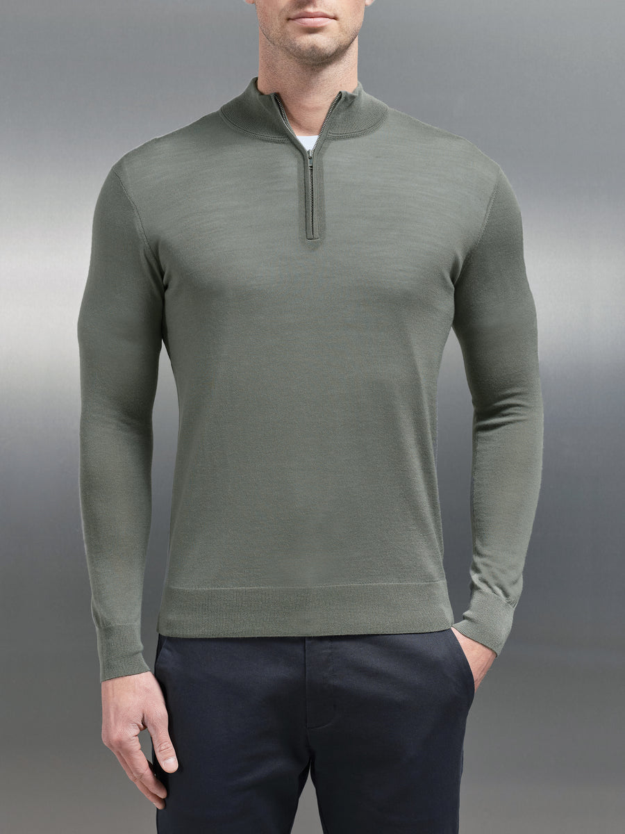 Merino Wool Funnel Neck in Sage