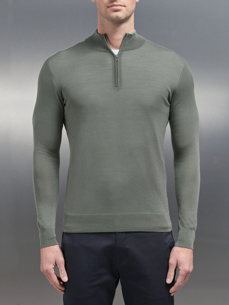 Merino Wool Funnel Neck in Sage