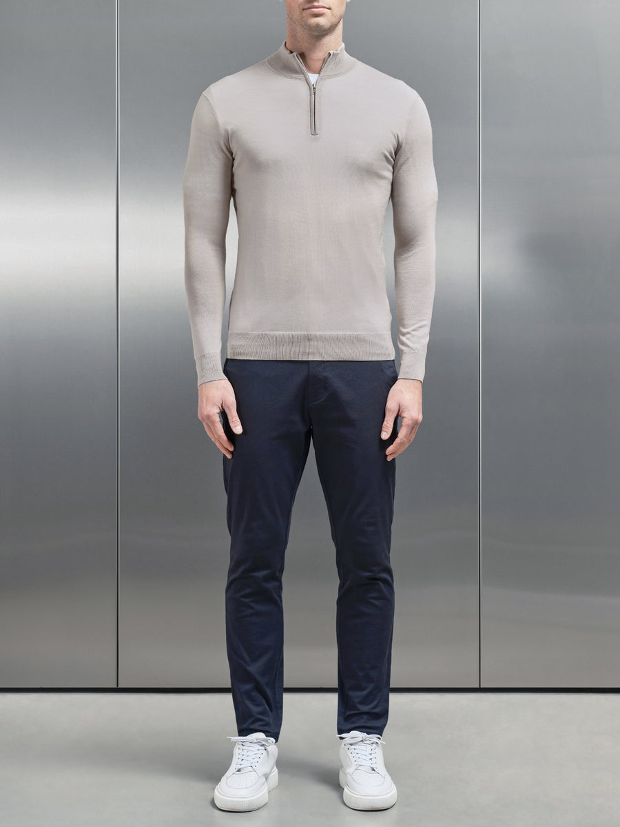 Merino Wool Funnel Neck in Stone