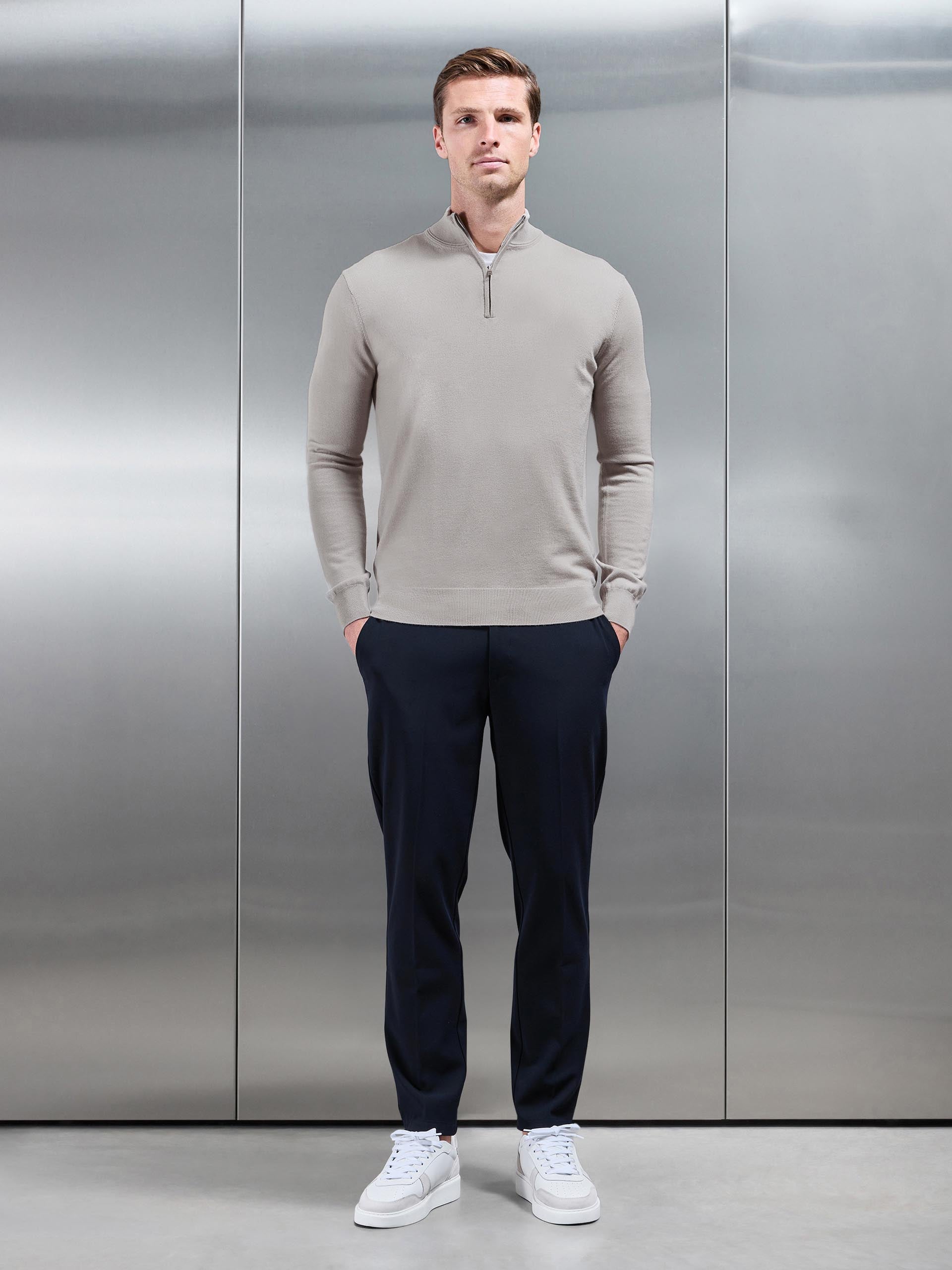 Merino Wool Funnel Neck In Stone
