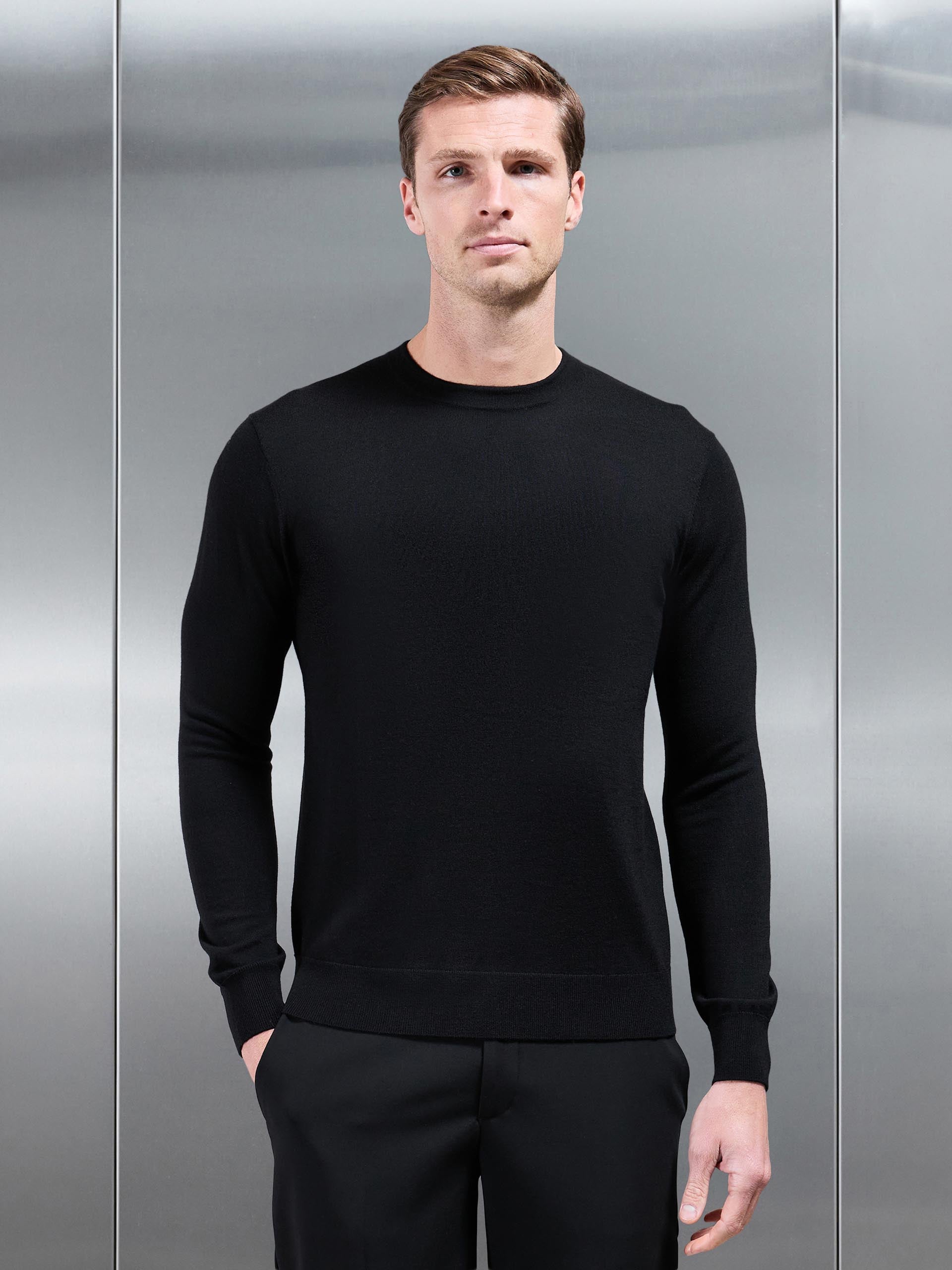 Merino Wool Sweatshirt In Black