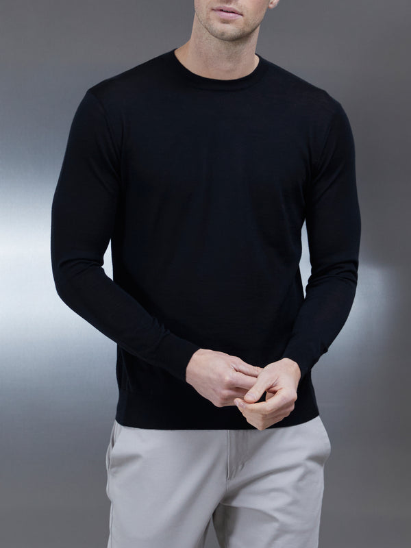 Merino Wool Sweatshirt in Black