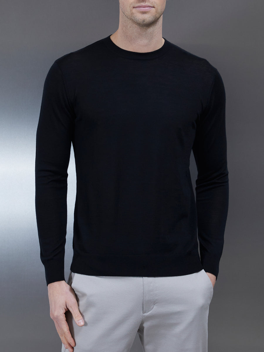 Merino Wool Sweatshirt in Black