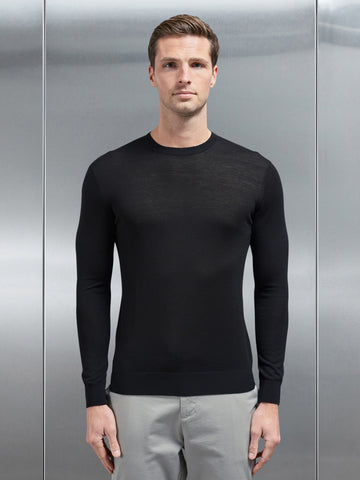 Merino Wool Sweatshirt in Black