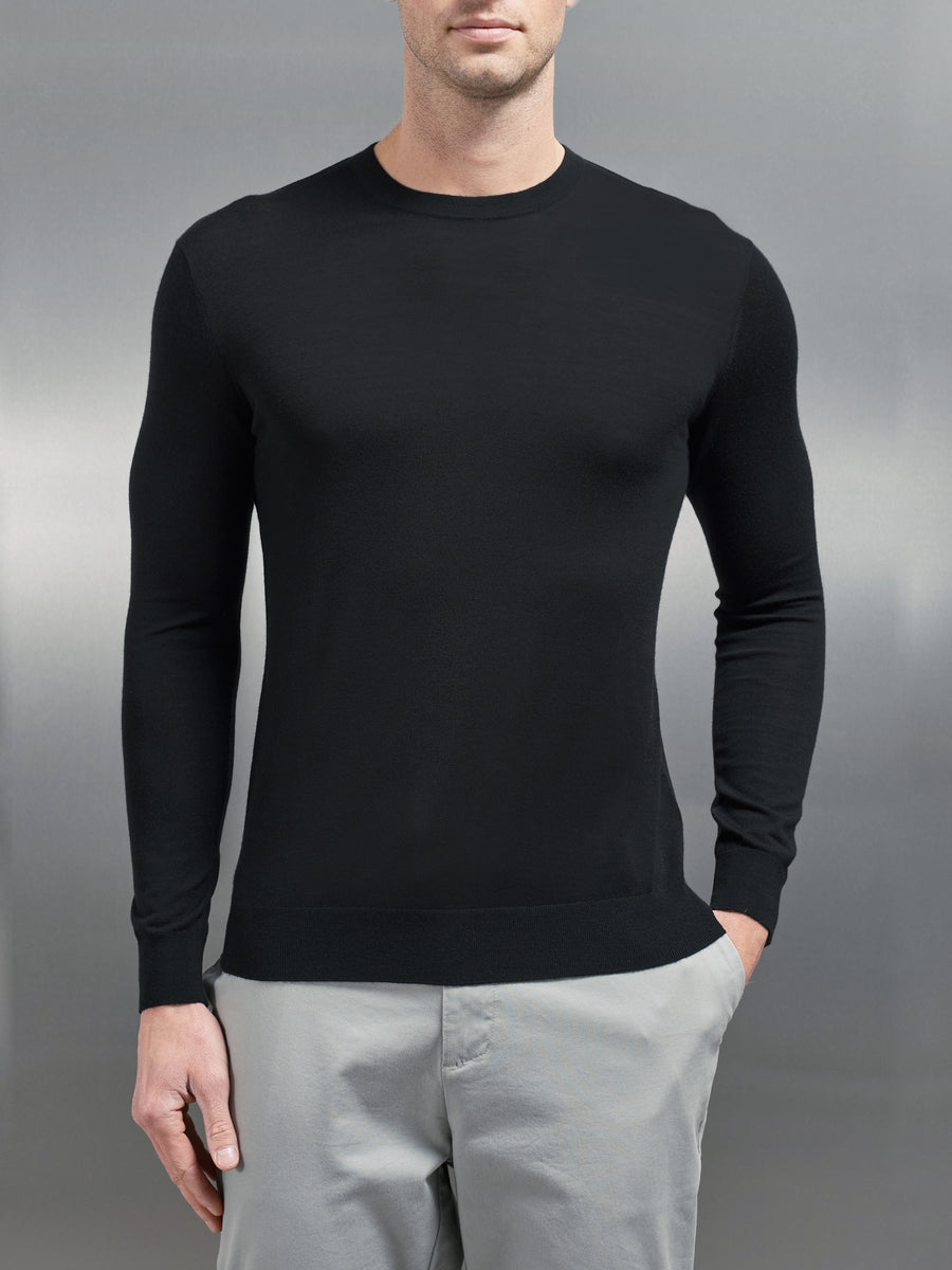 Merino Wool Sweatshirt in Black