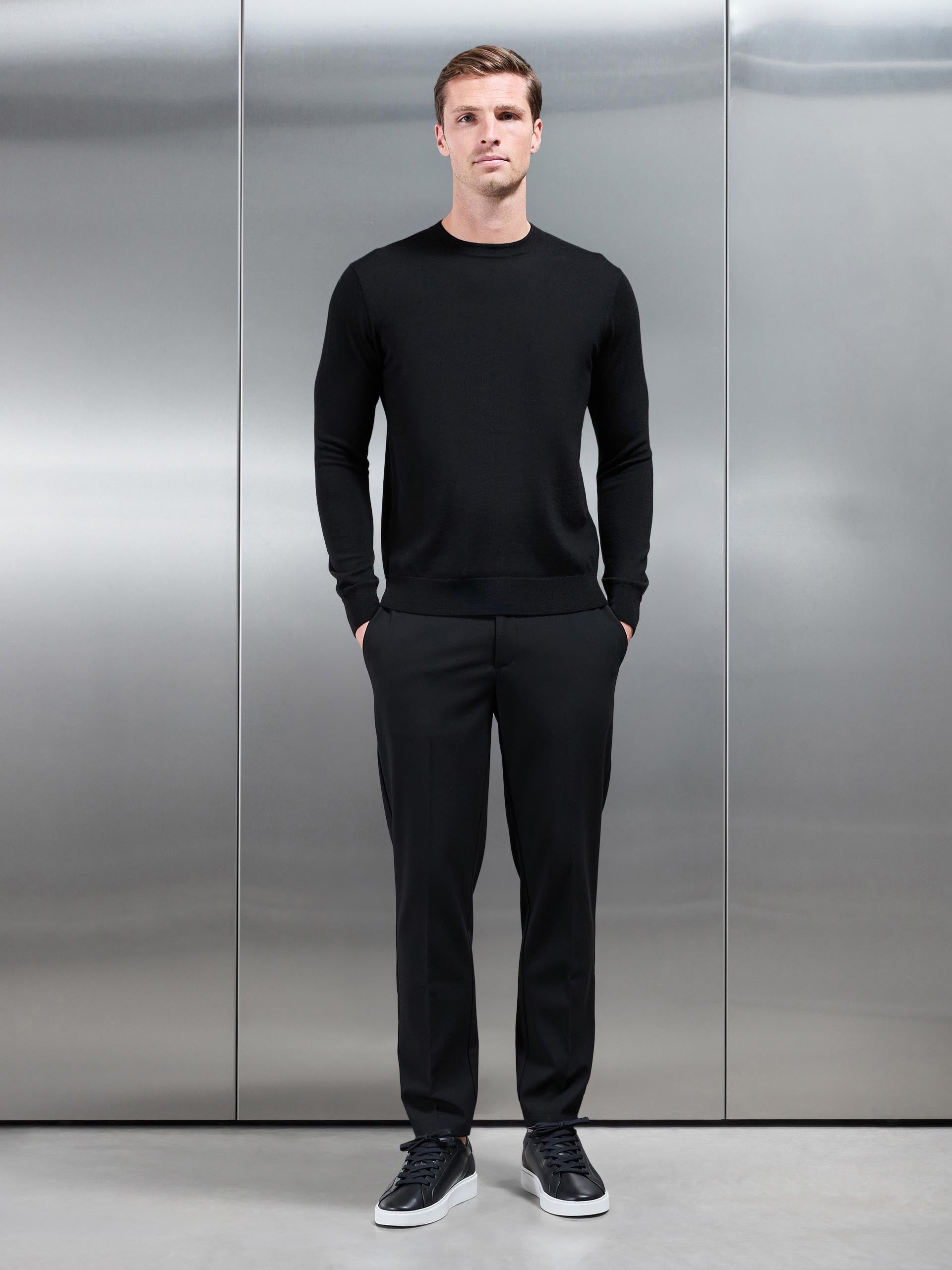 Merino Wool Sweatshirt In Black