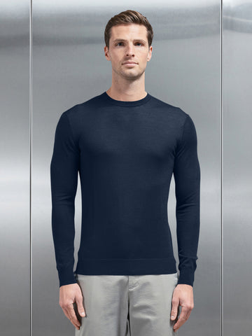 Merino Wool Sweatshirt in Navy
