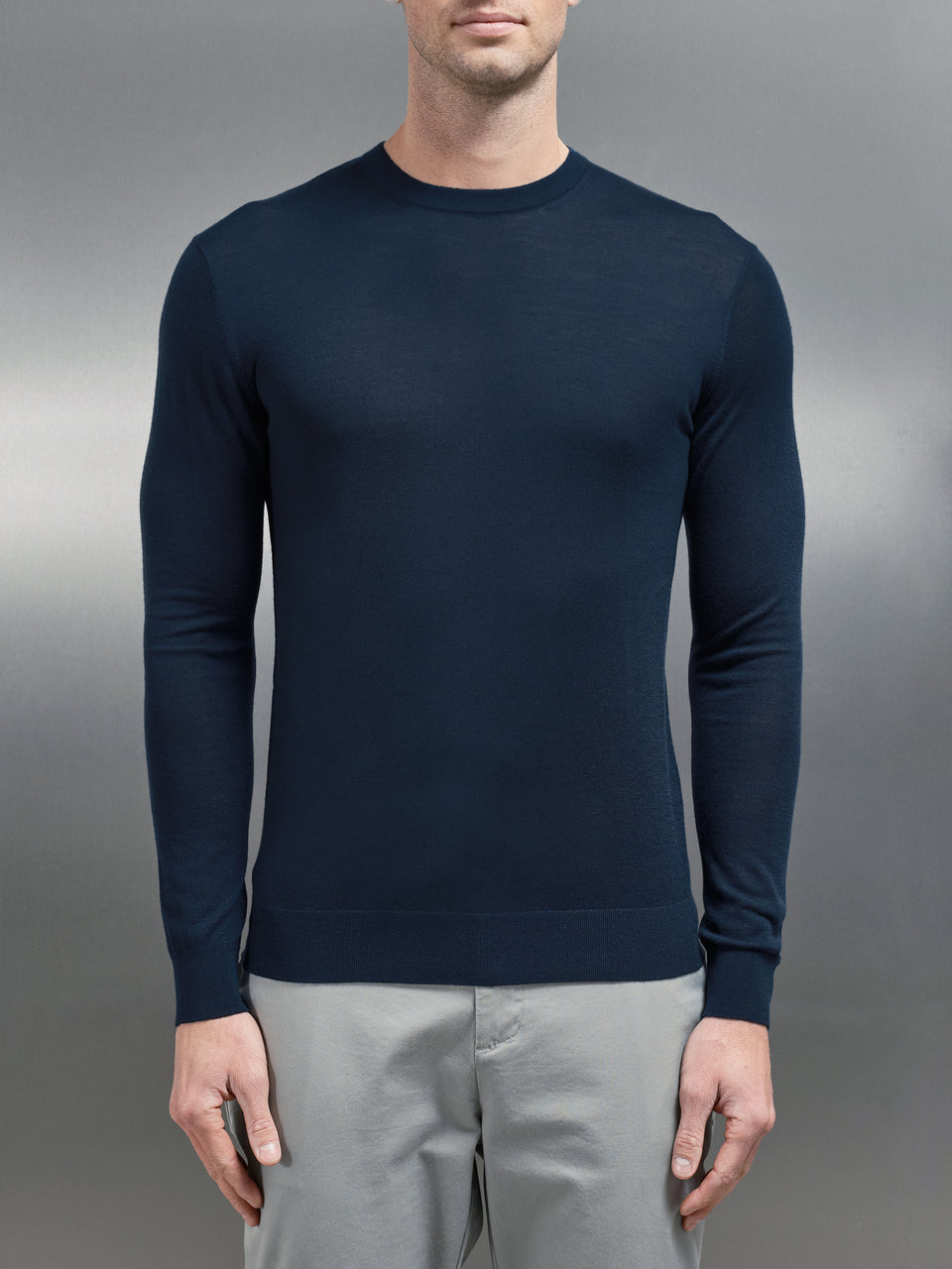 Merino Wool Sweatshirt in Navy