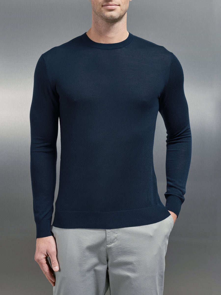 Merino Wool Sweatshirt in Navy