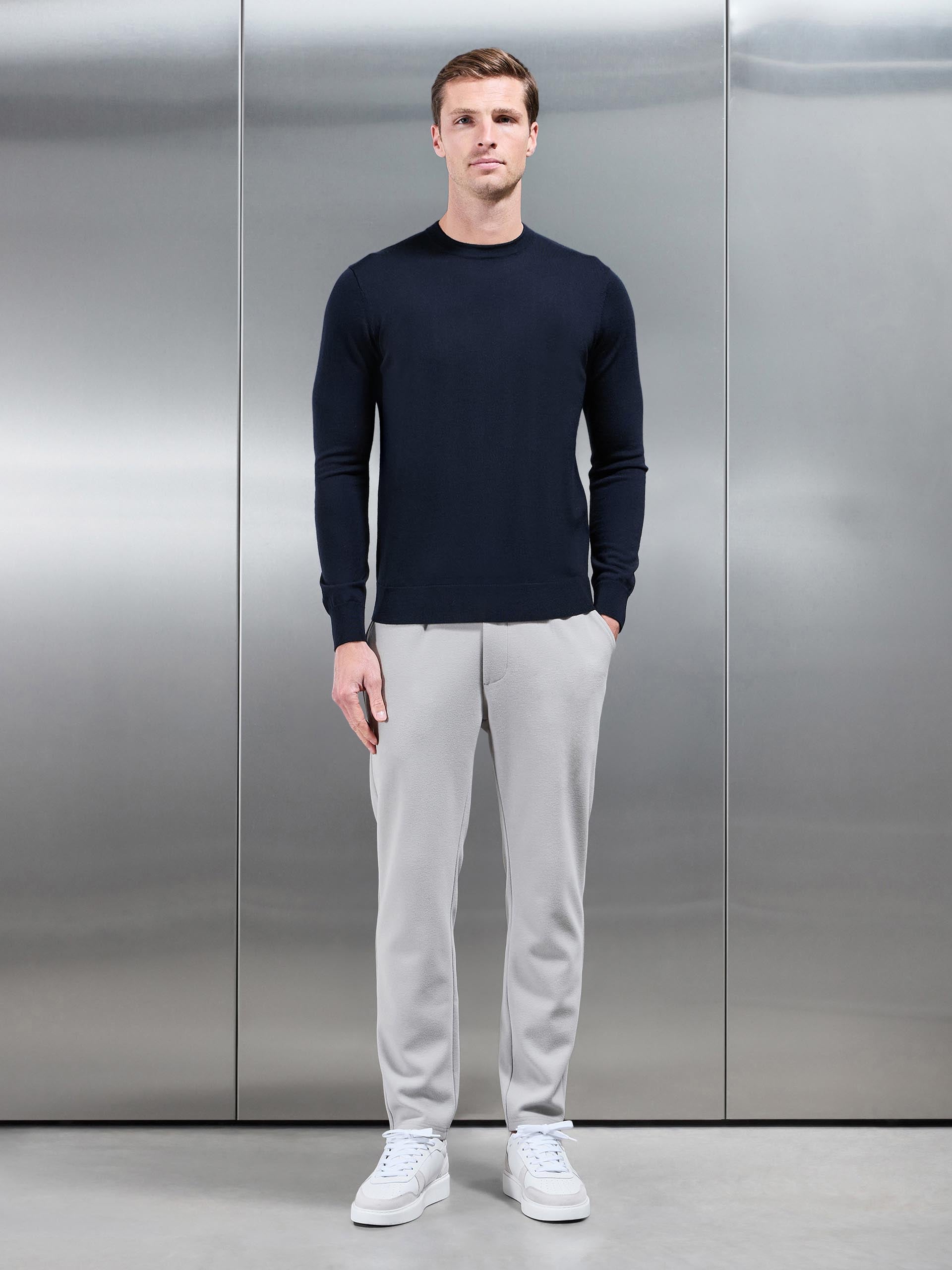 Merino Wool Sweatshirt In Navy