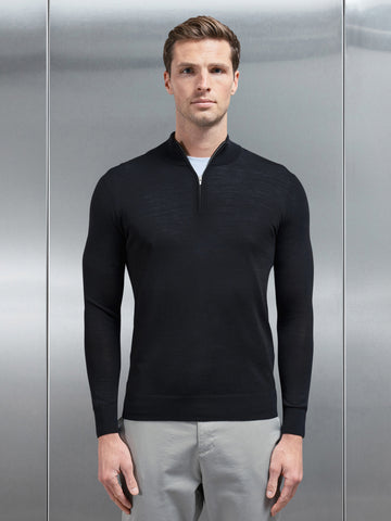 Merino Wool Funnel Neck in Black