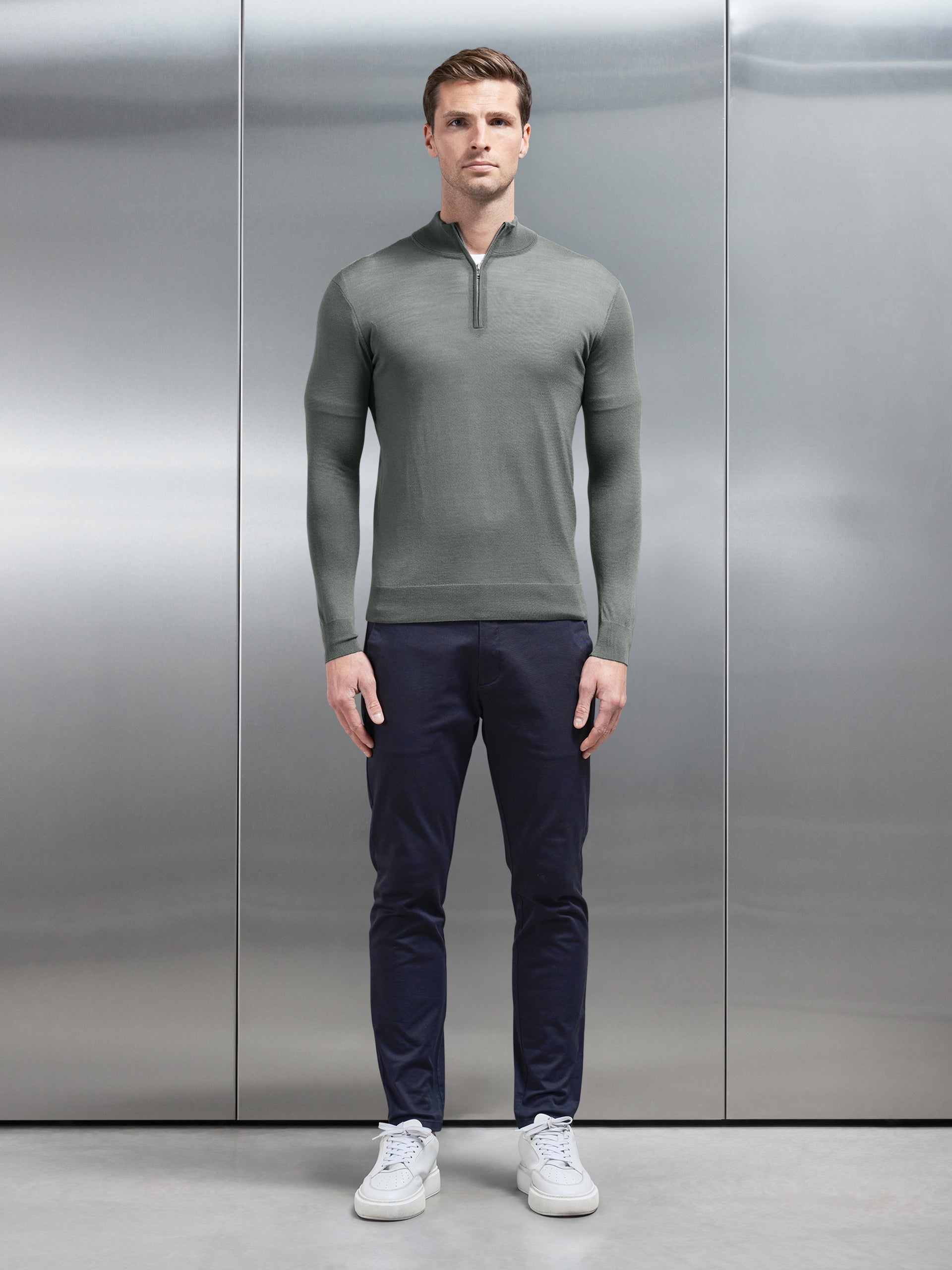 Merino Wool Funnel Neck in Sage