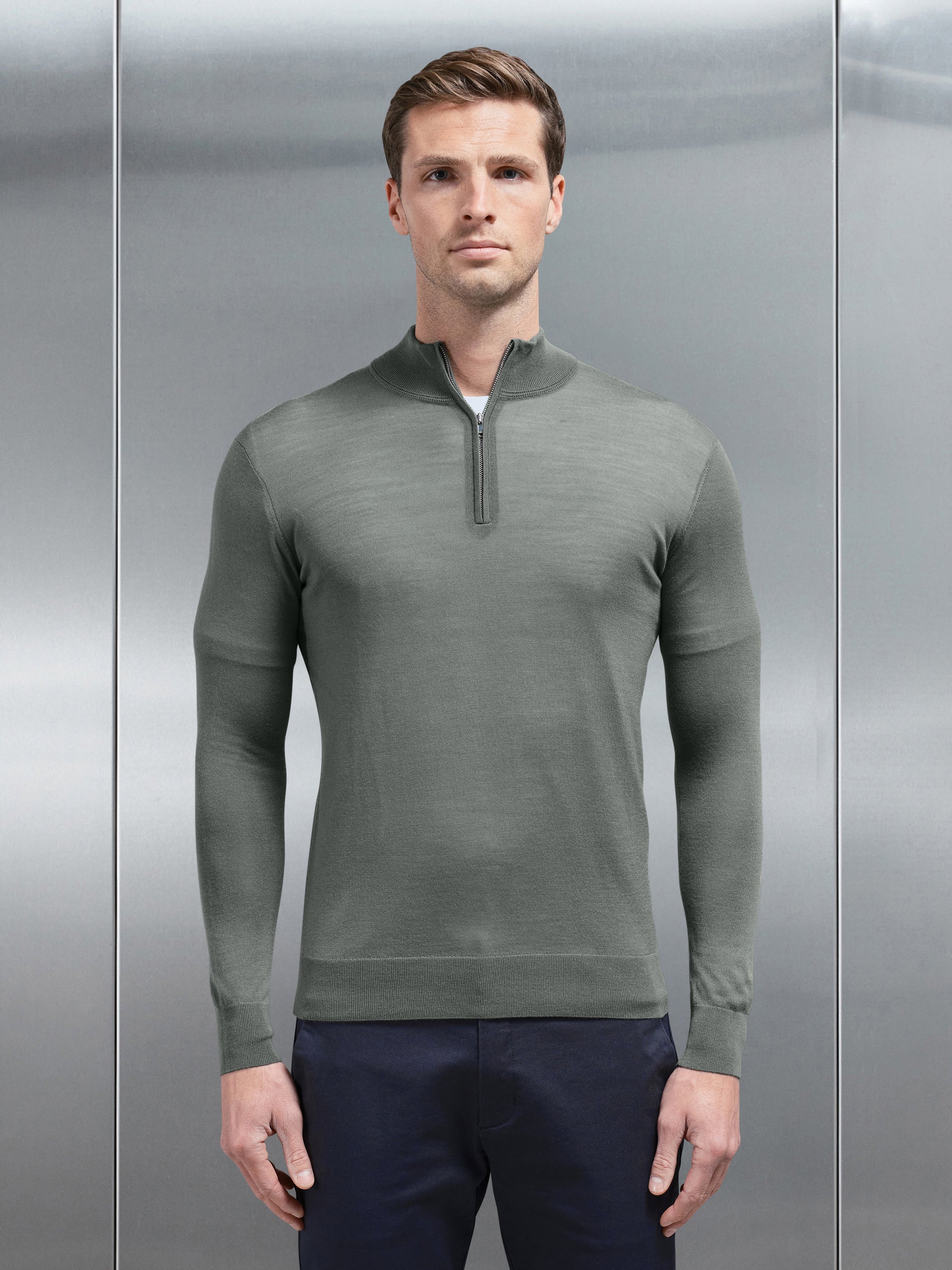 Merino Wool Funnel Neck in Sage
