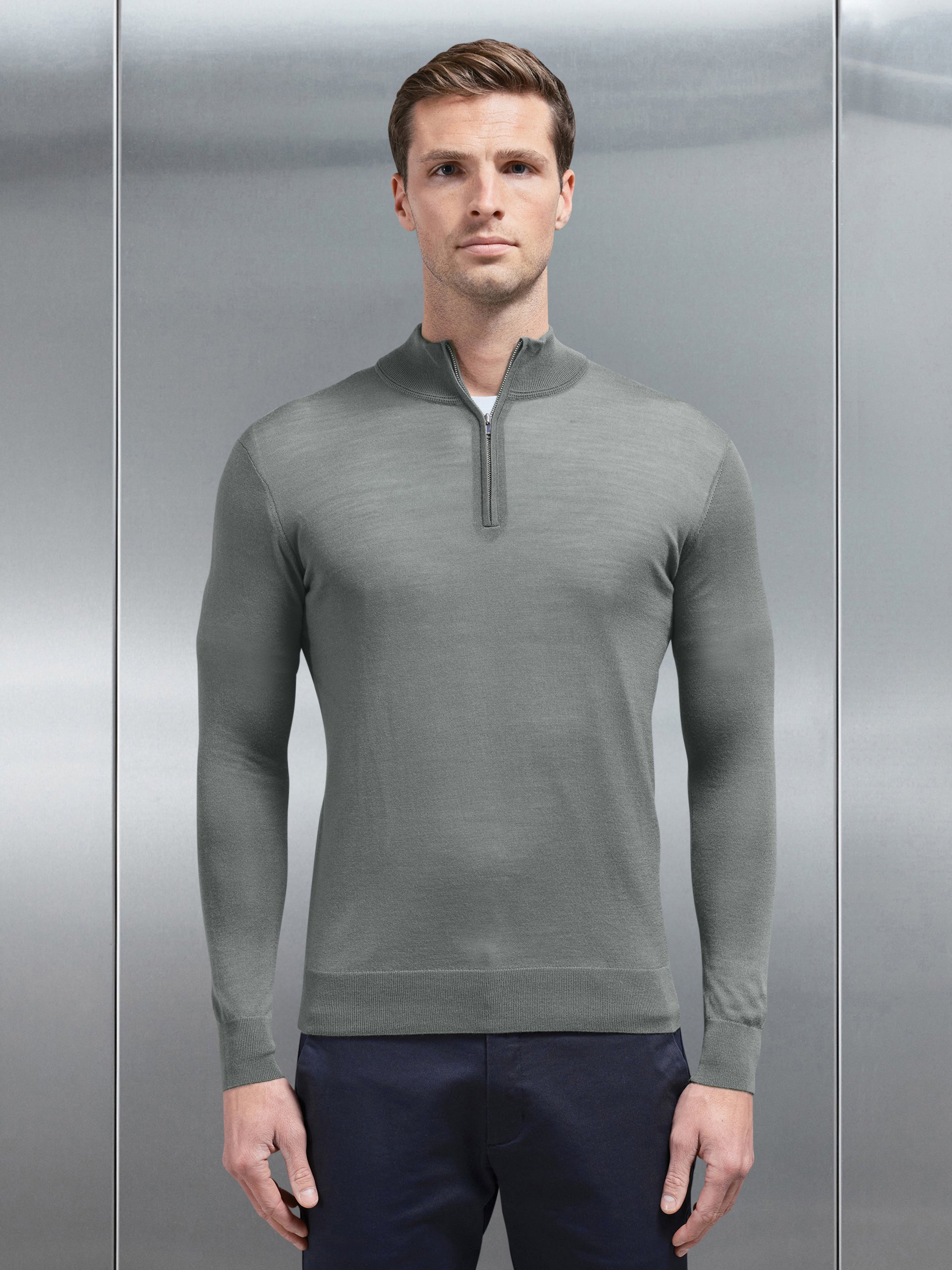Merino Wool Funnel Neck in Sage