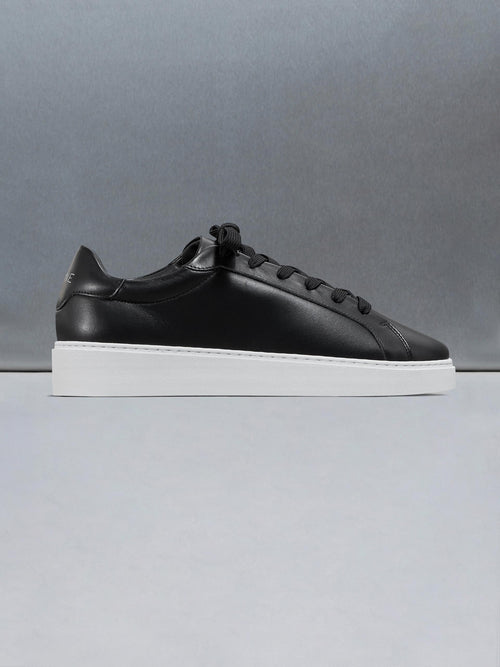 Mid Essential Leather Trainer in Black