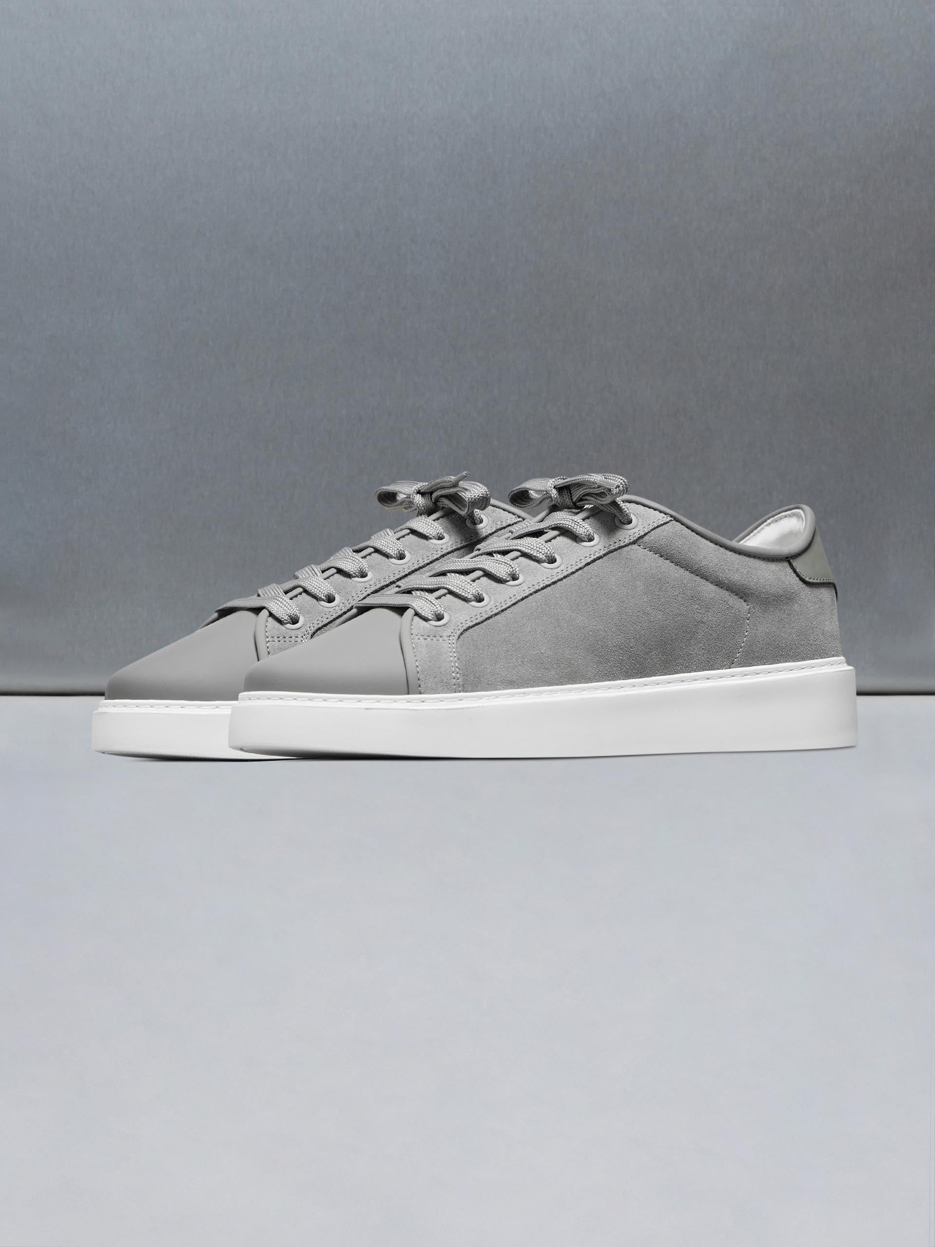 Mid Leather Toe Cap Trainer in Grey