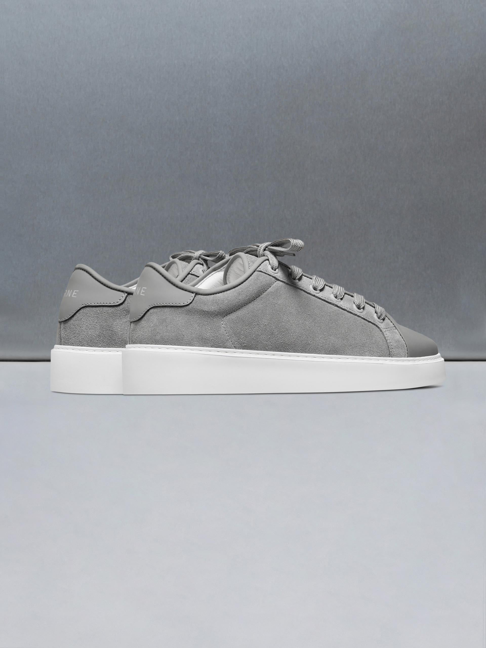 Mid Leather Toe Cap Trainer in Grey