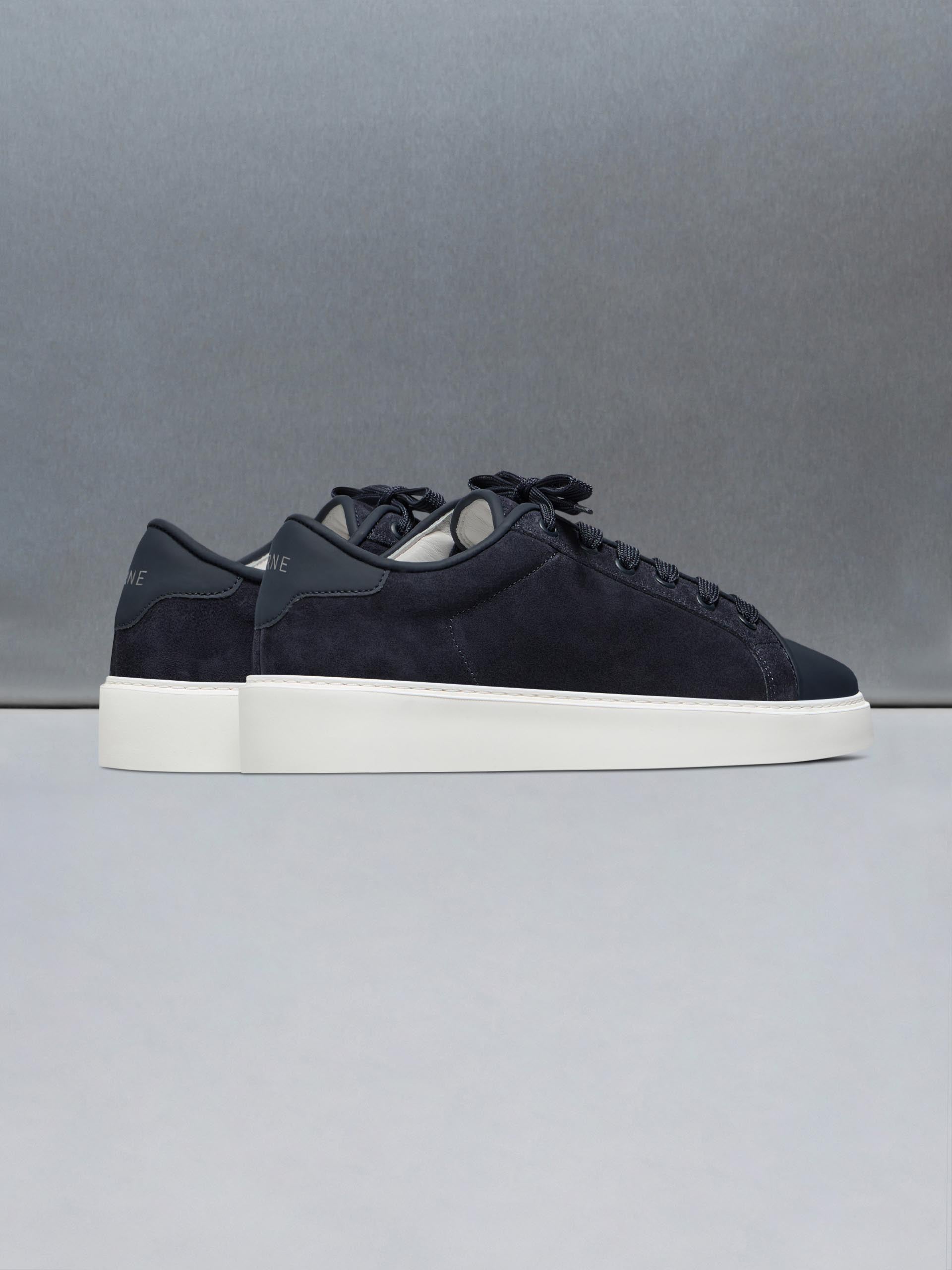 Mid Leather Toe Cap Trainer in Navy