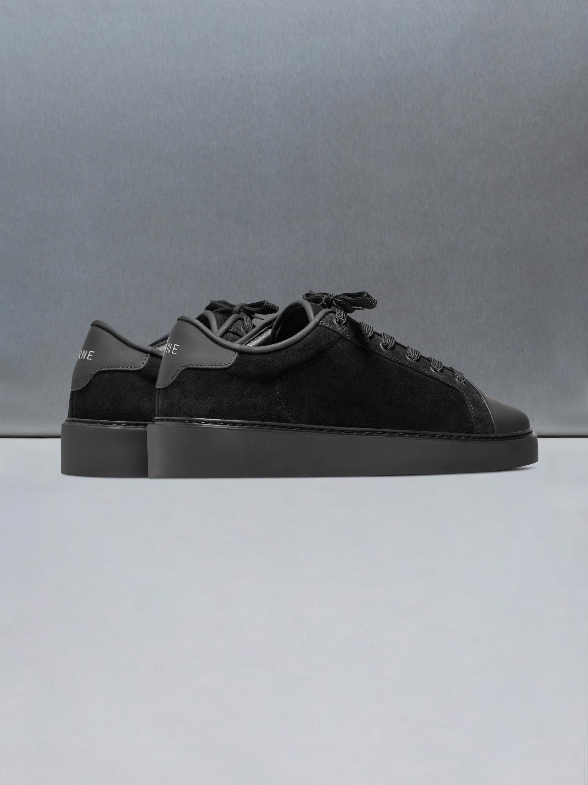 Mid Leather Toe Cap Trainer in Triple Black