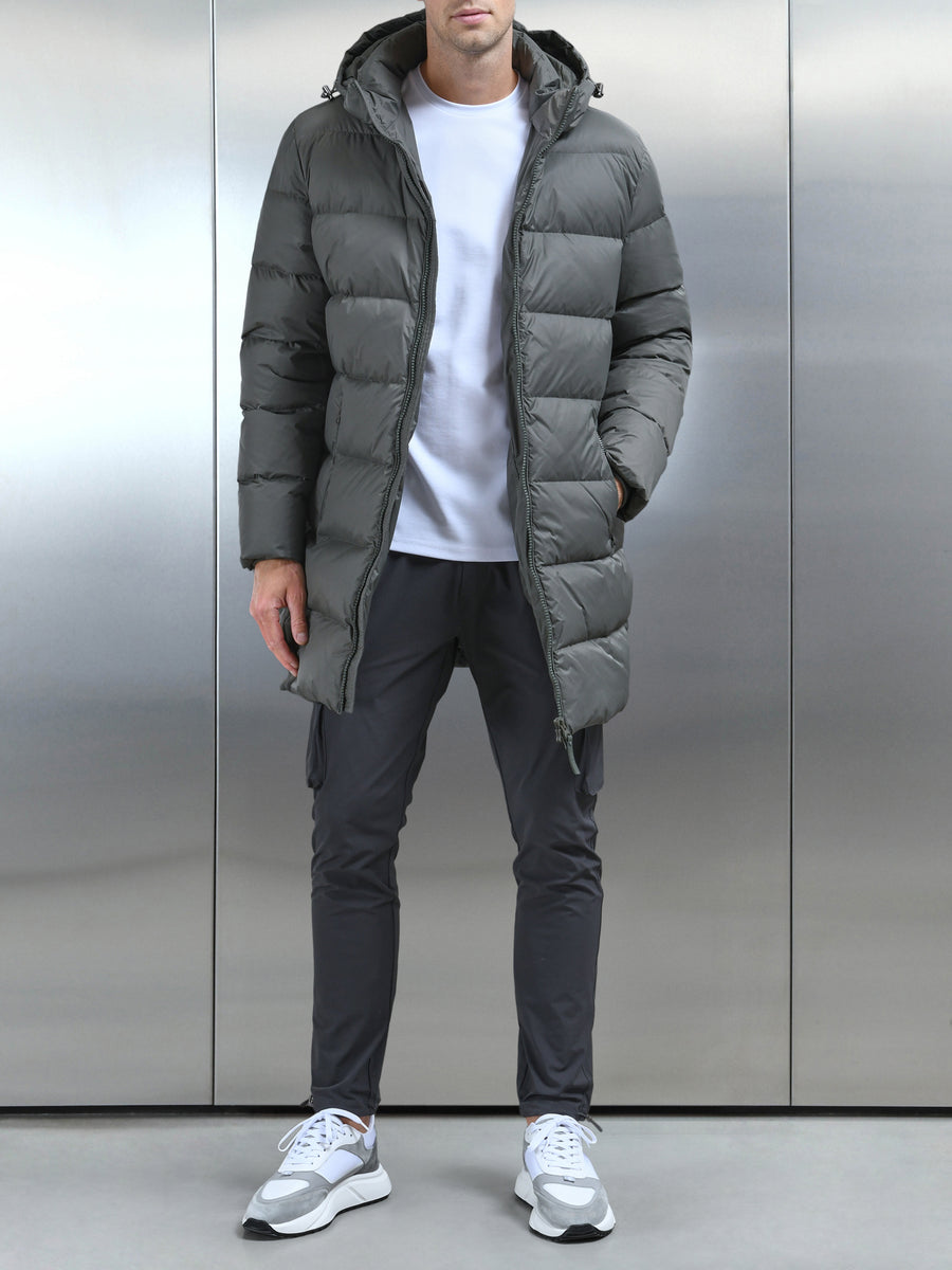 Mid Length Down Jacket in Sage