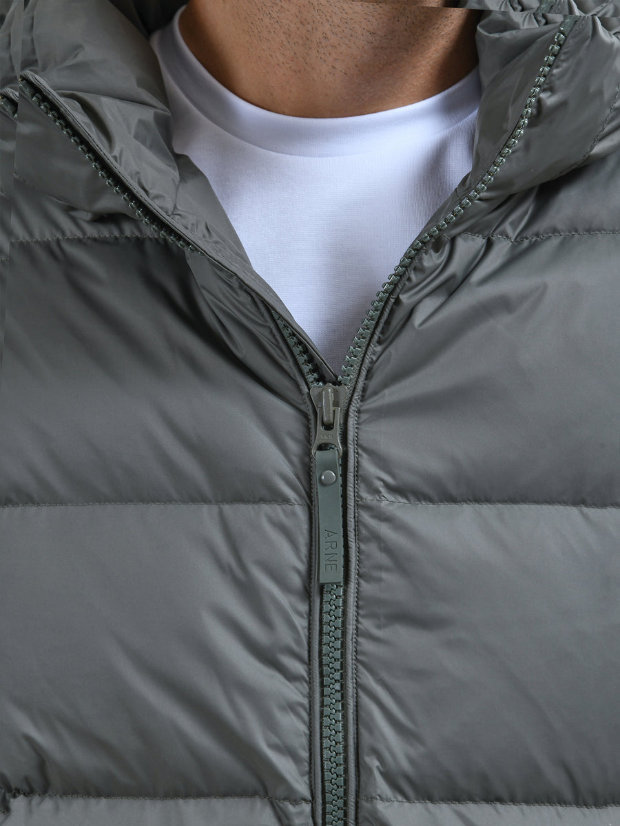 Mid Length Down Jacket in Sage