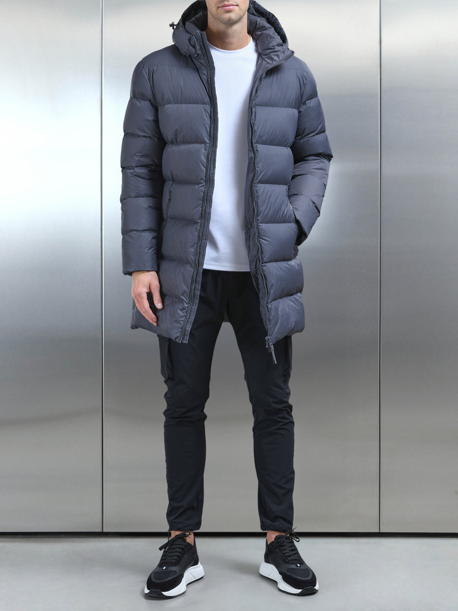 Mid Length Down Jacket in Grey