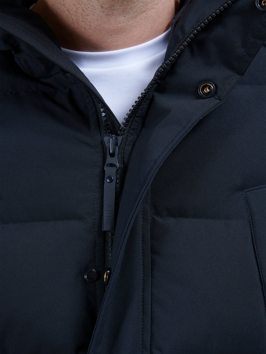 Mid Length Pocket Parka in Black