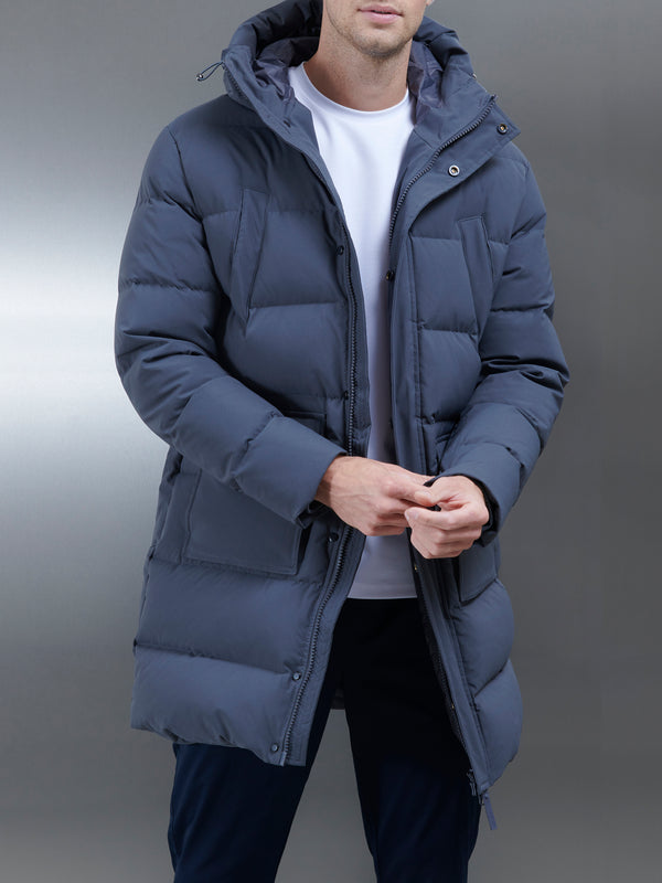 Mid Length Pocket Parka in Charcoal