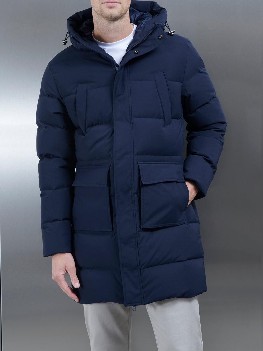 Mid Length Parka in Navy