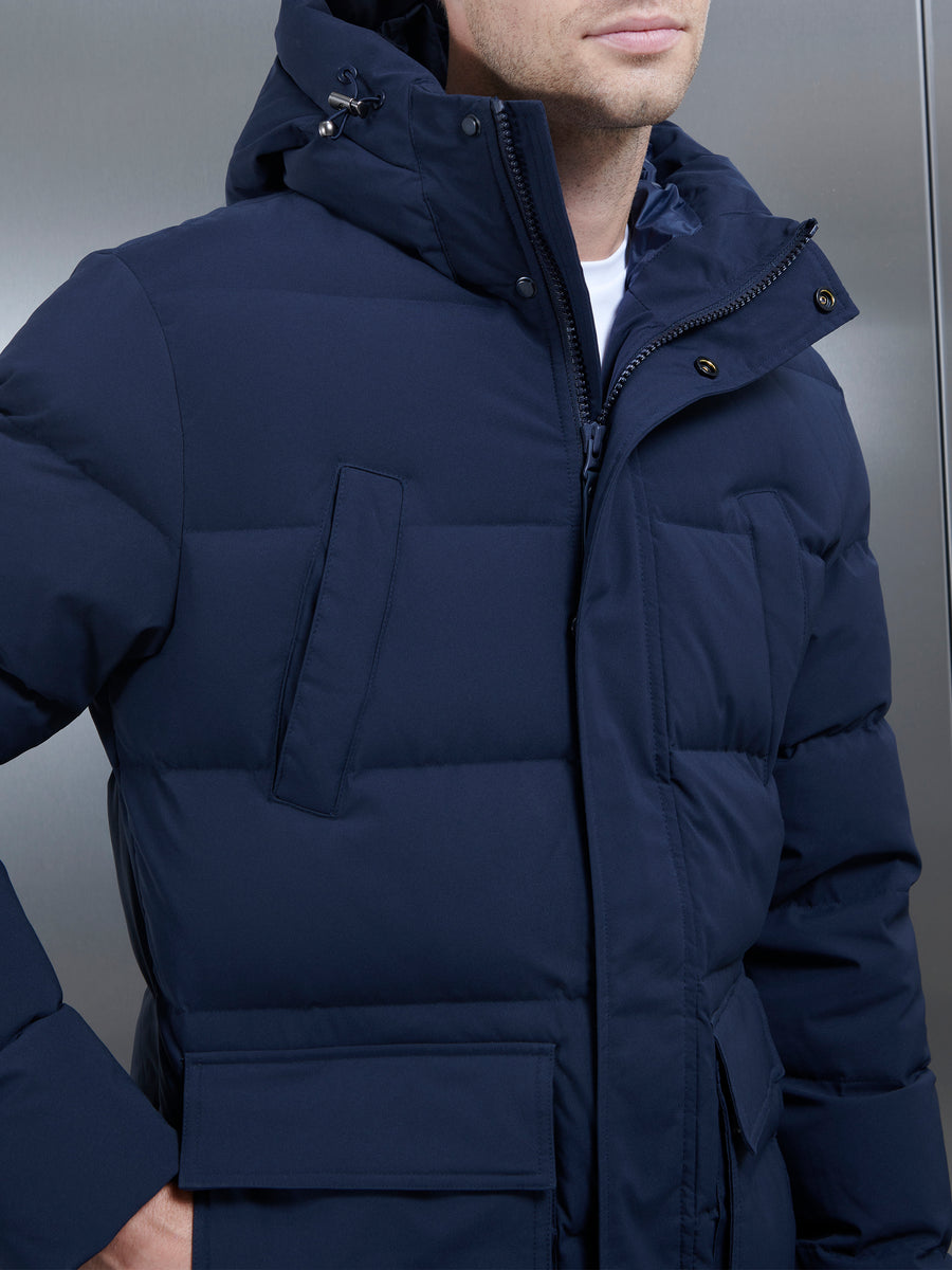 Mid Length Parka in Navy