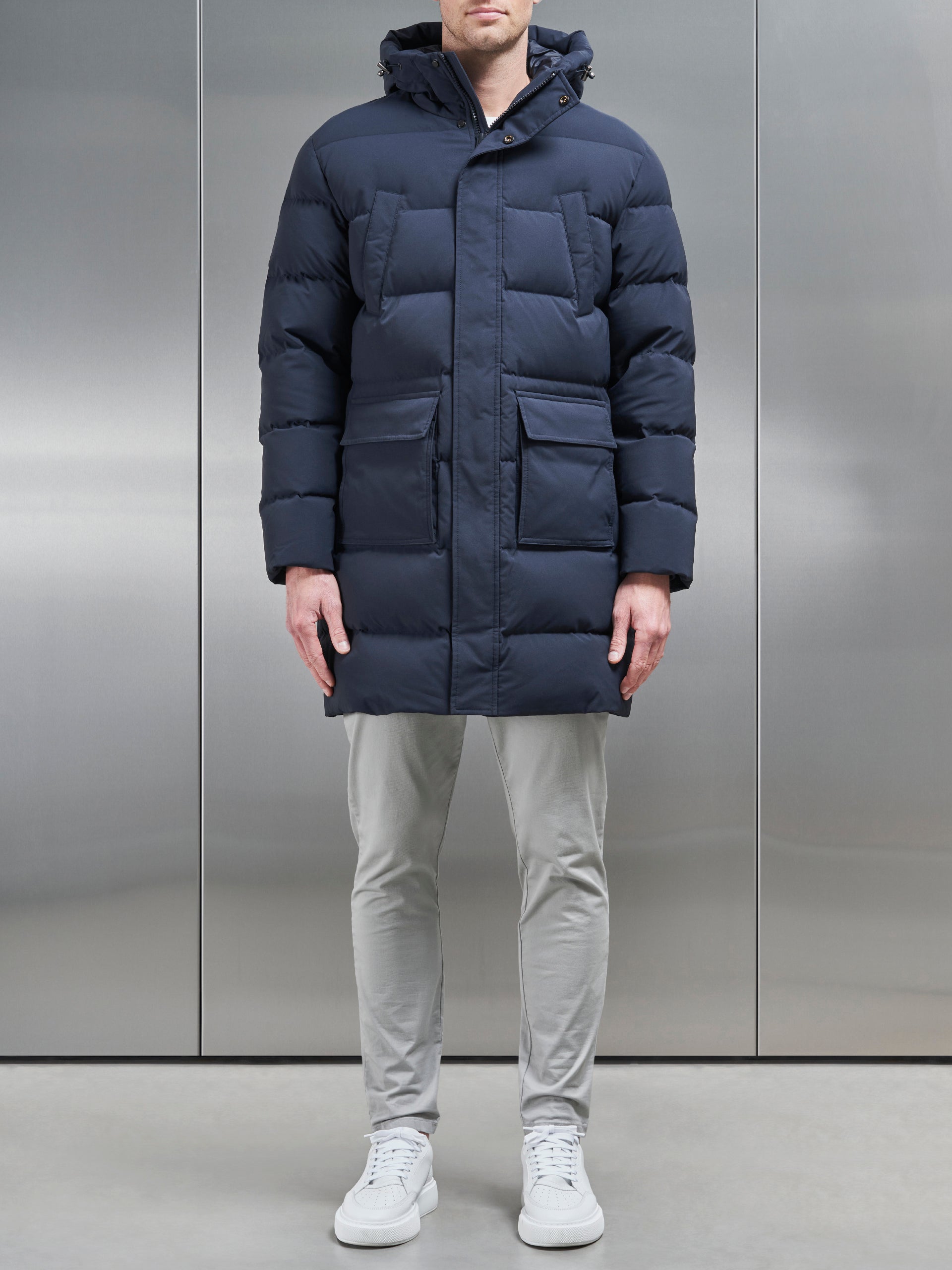 Mid Length Parka in Navy