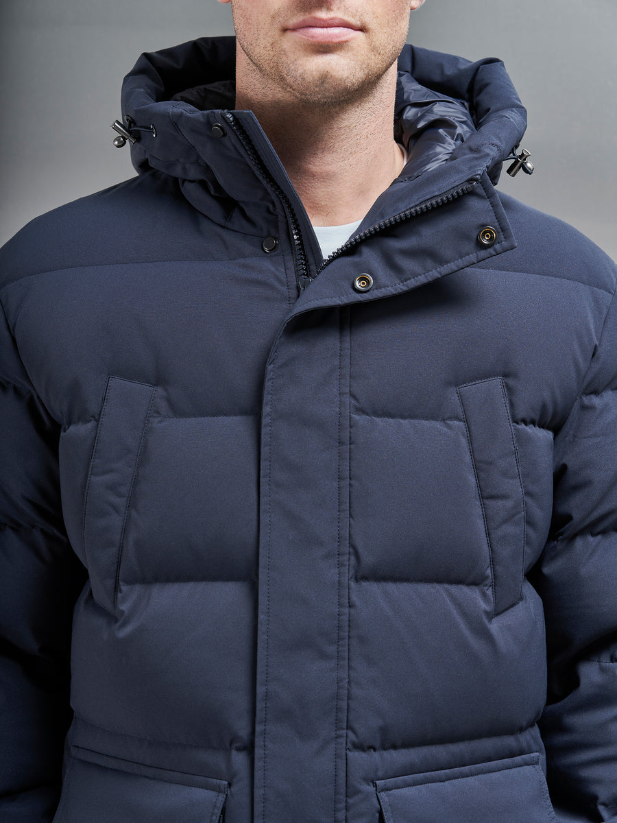 Mid Length Parka in Navy