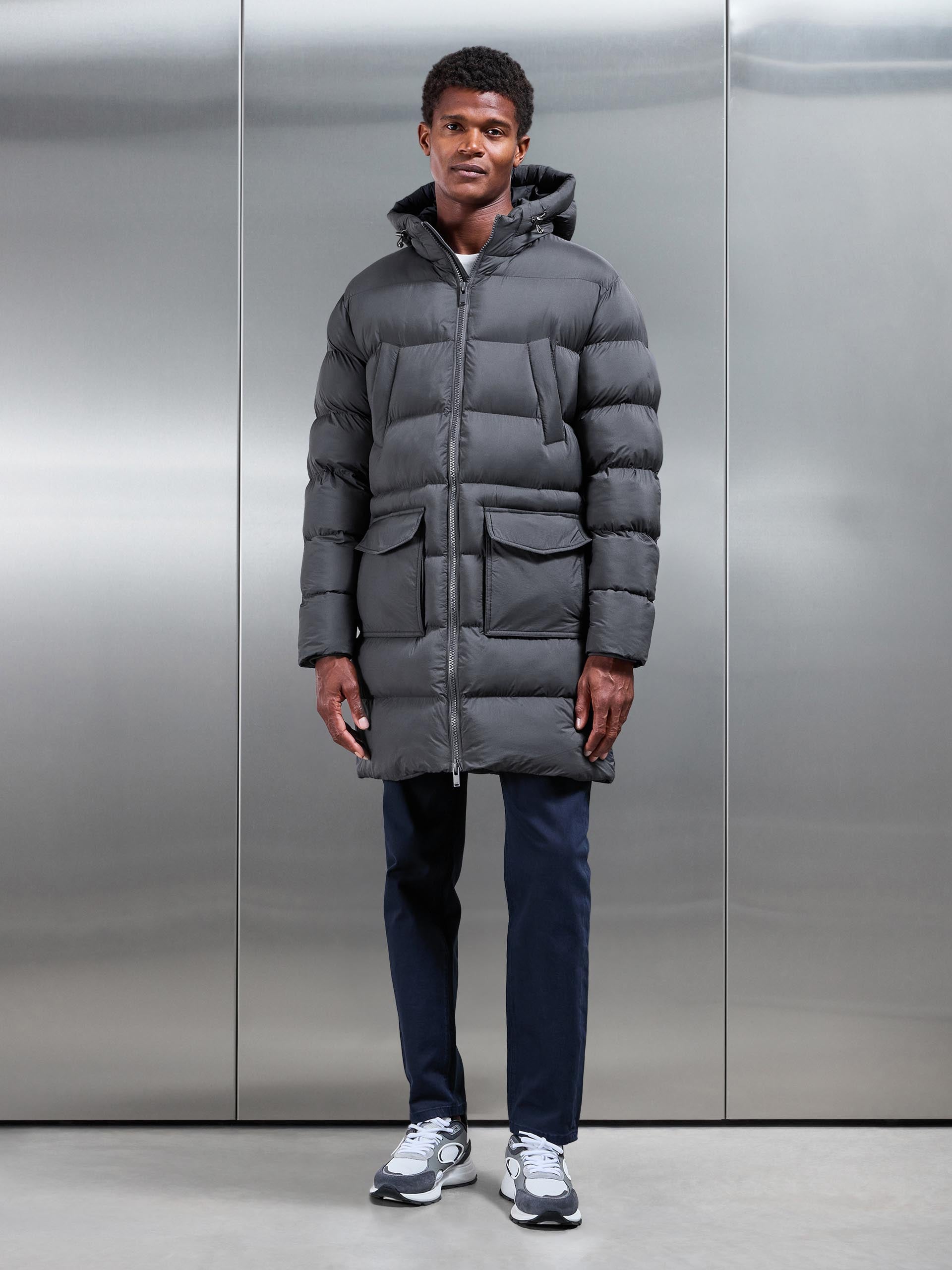 Mid Length Puffer Parka in Grey