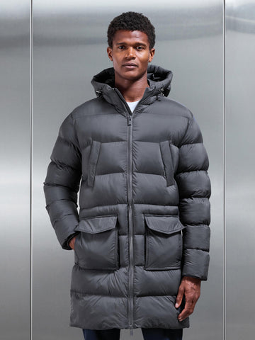 Mid Length Puffer Parka in Grey