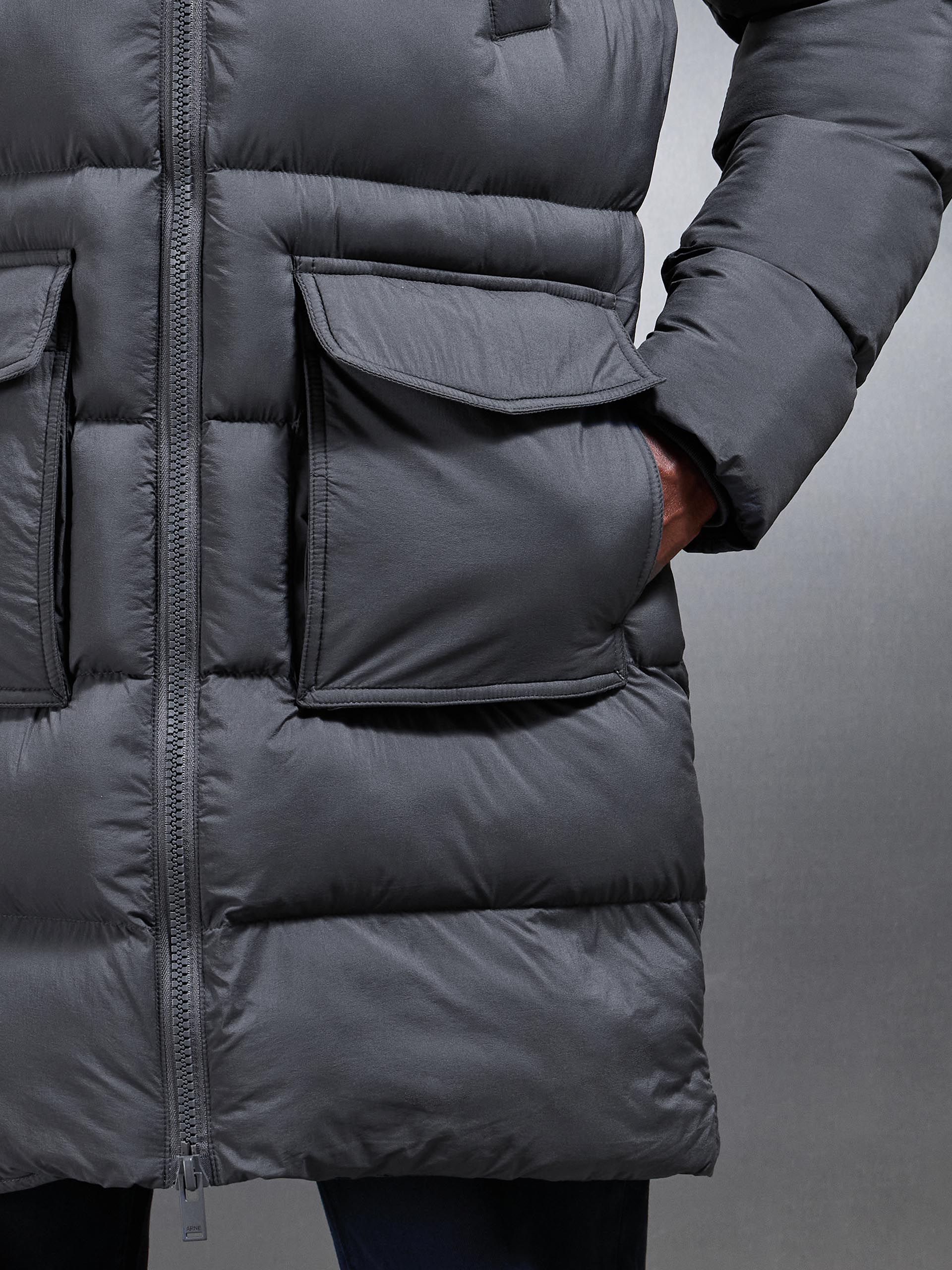 Mid Length Puffer Parka in Grey