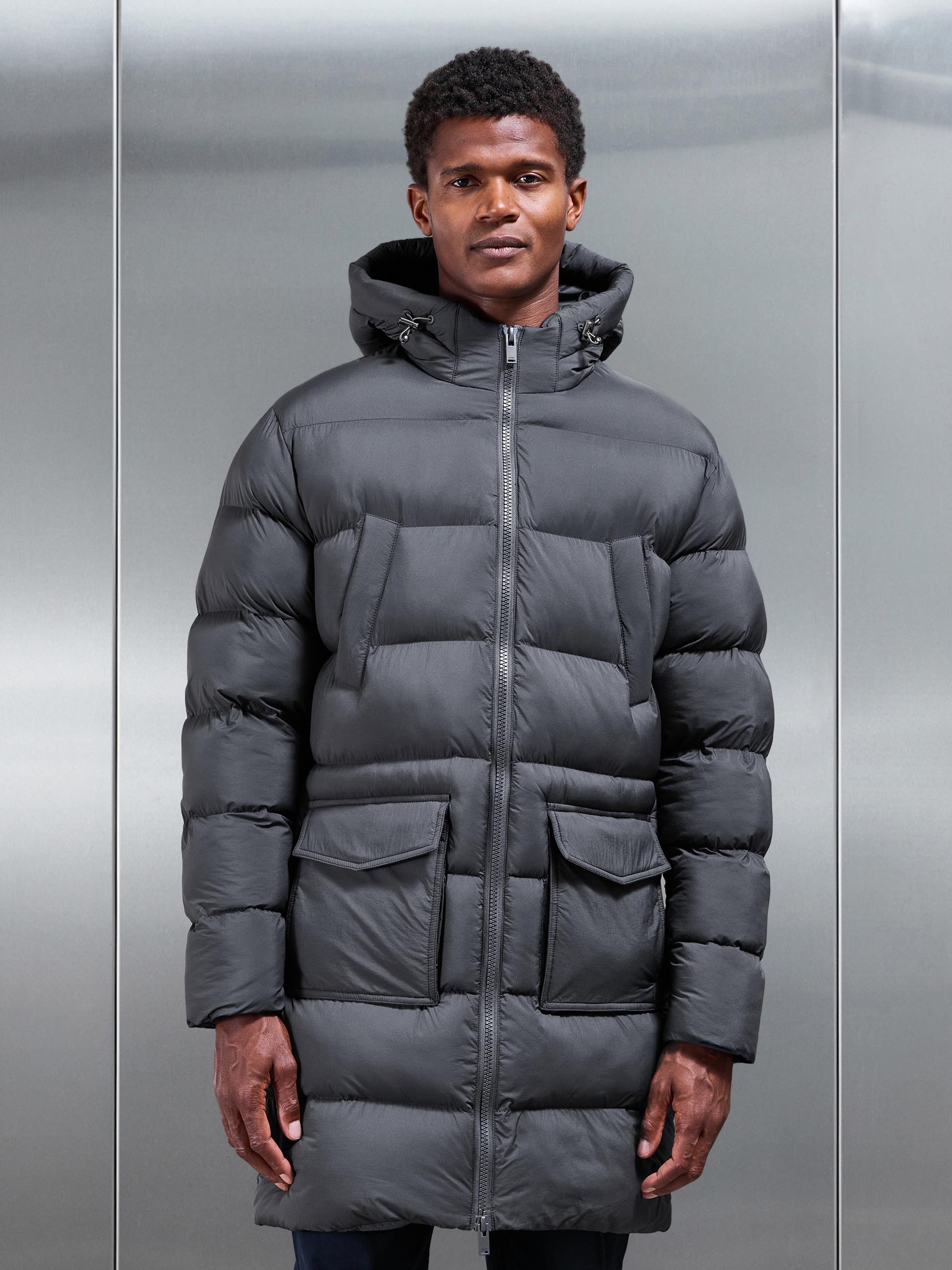 Mid Length Puffer Parka in Grey
