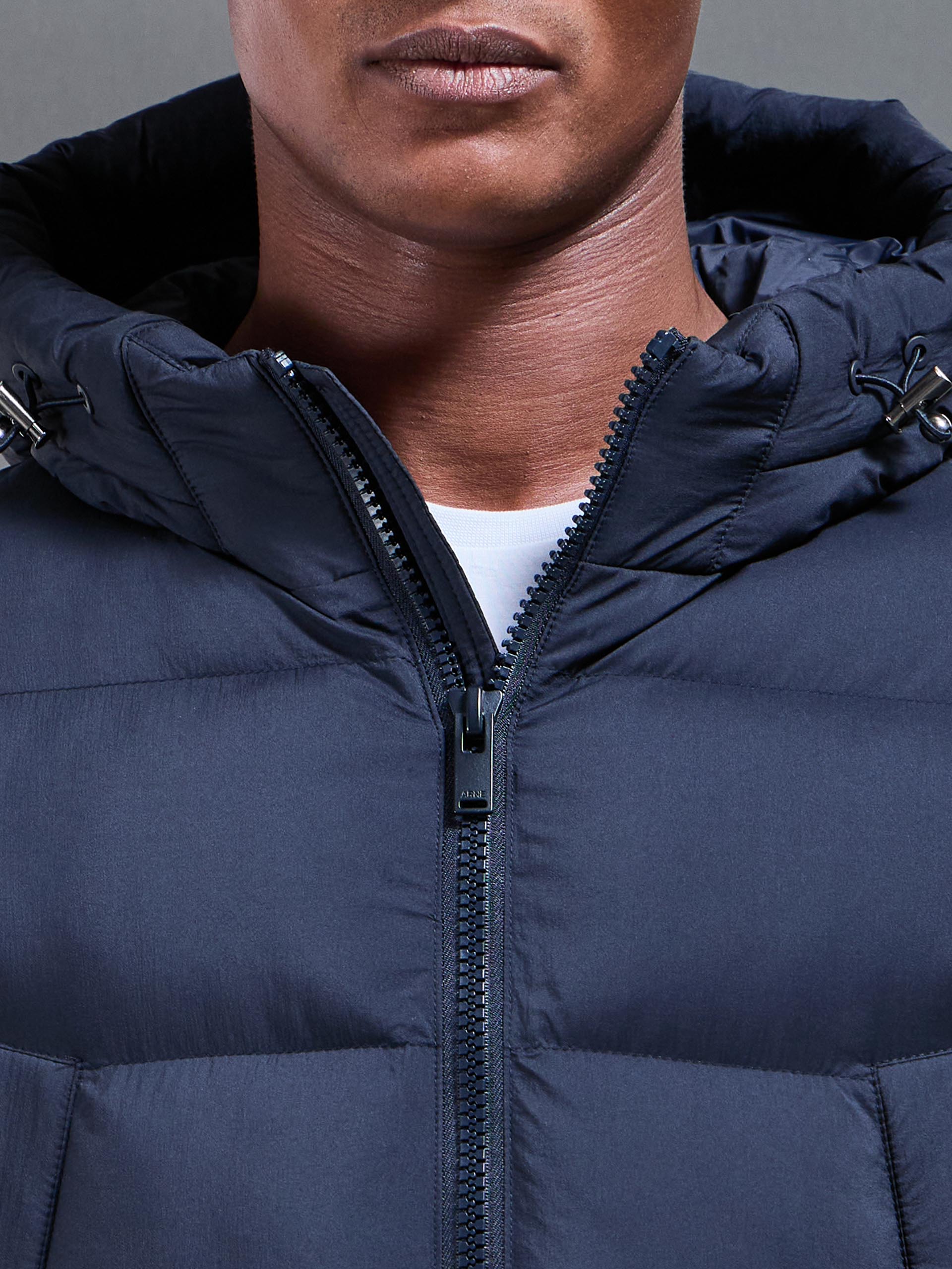 Mid Length Puffer Parka in Navy
