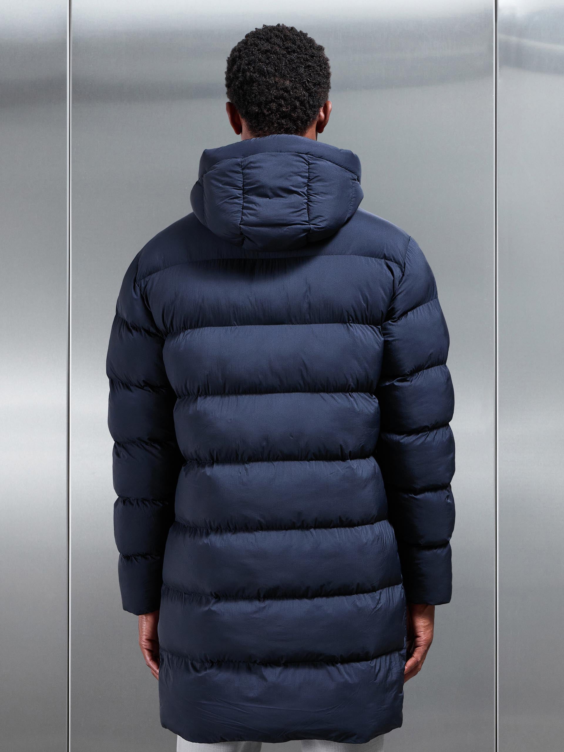 Mid Length Puffer Parka in Navy