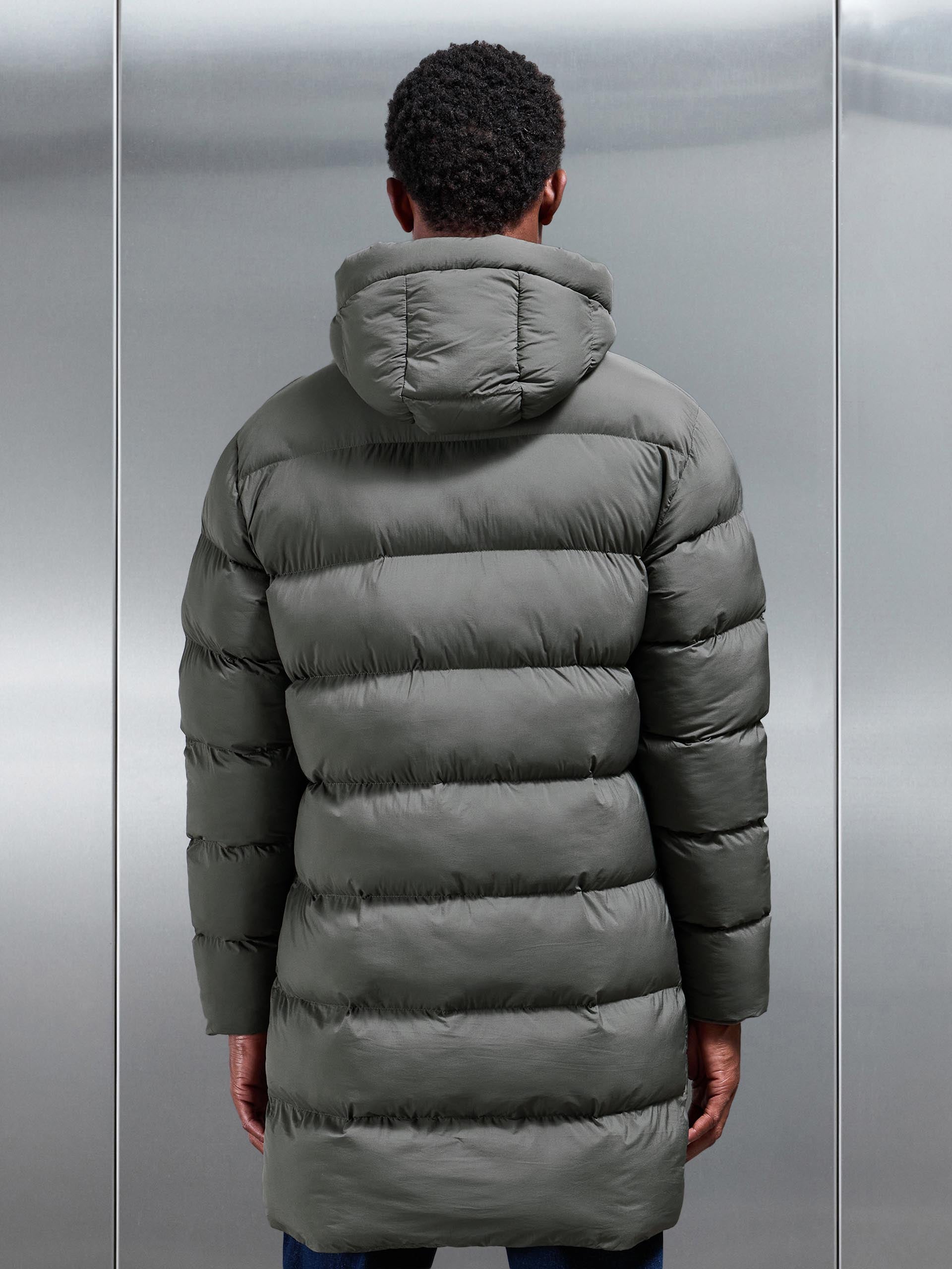 Mid Length Puffer Parka in Olive