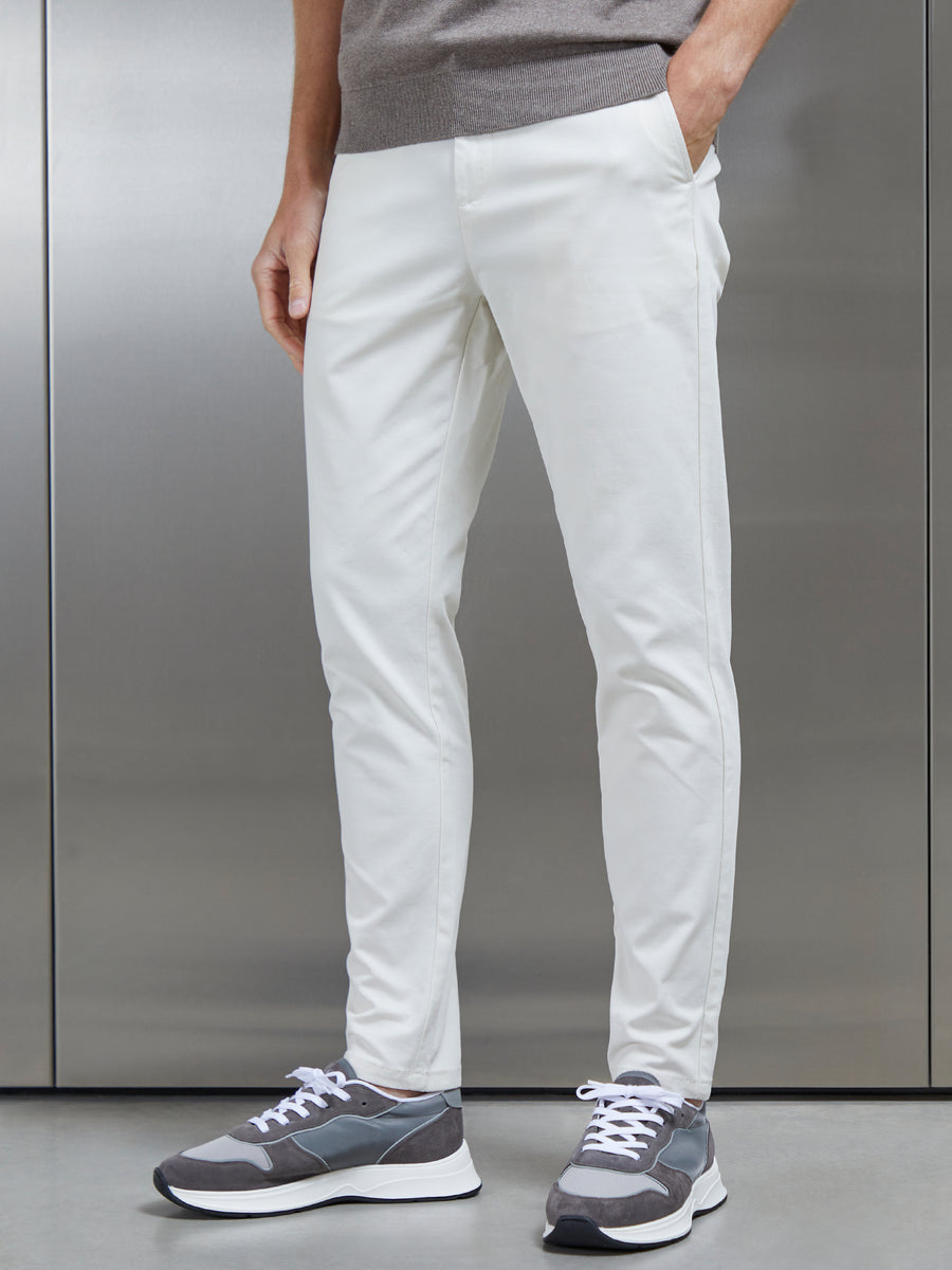 Mid Weight Tailored Chino Trouser in Off White